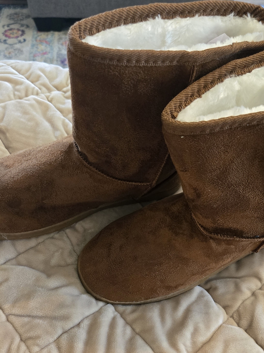 Dawgs Cream and Brown Microfiber Boots